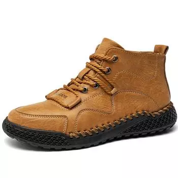 Мужская обувь для отдыха в стиле ретро 38-46, кожаная мужская кожаная обувь ручной работы с резиновой подошвой, автомобильная мужская обувь большого размера 38 чёрный