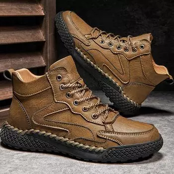 Мужская обувь для отдыха в стиле ретро, кожаная обувь большого размера с резиновой подошвой, мужская кожаная обувь ручной работы в стиле автомобиля 38 чёрный