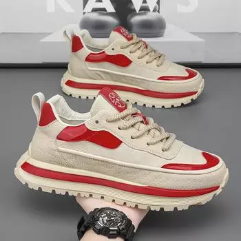 Мужская обувь для папы, мужская обувь 2025 года, весна, новая, удобная, кожаная, усиливающая поверхность, универсальная, модная, ретро, взрывная, повседневная, модная обувь 39 чёрный