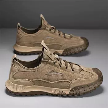 Мужская обувь для походов на открытом воздухе, нескользящие кроссовки для мужчин, кроссовки для бега, треккинга, ретро-кожаная мужская рабочая обувь, обувь для скалолазания в горах 39 хаки