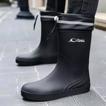 Мужская обувь для рыбалки, водонепроницаемая и нескользящая, удобная, износостойкая, из ПВХ, для мужчин, резиновые сапоги, модные, новые, на низком каблуке, для работы 35