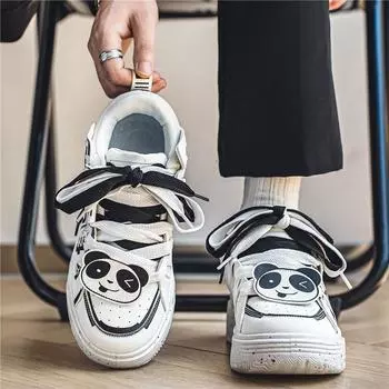 Мужская обувь для скейтборда с пандой, студенческая обувь для ходьбы, бега, спортивные повседневные кроссовки, обувь для путешествий 38 черный белый