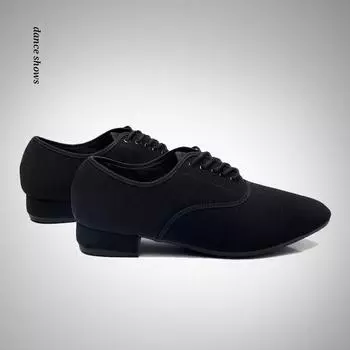 Мужская обувь для современных бальных танцев на низком каблуке 2,5 см, стандартная танцевальная обувь для практики 38 чёрный