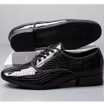 Мужская обувь для современных танцев, черная кожа, обувь для социальных танцев, танго, сальса, каблук 2,5 см 38 чёрный