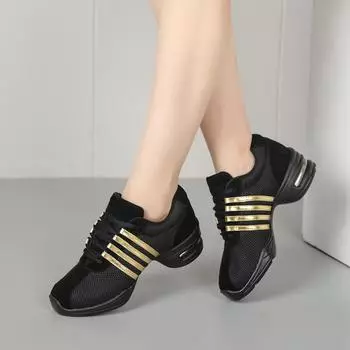 Мужская обувь для современных танцев, черная сетчатая обувь для джаза, кроссовки для танцев на каблуке 4 см 34 чёрный