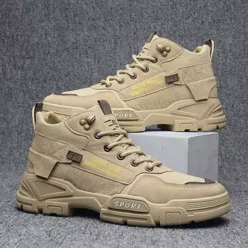 Мужская обувь, для строительных работ, грязеотталкивающая и нескользящая рабочая обувь, толстая подошва, увеличивающая рост рабочая одежда для улицы, ботинки Martin для мужчин 40 чёрный