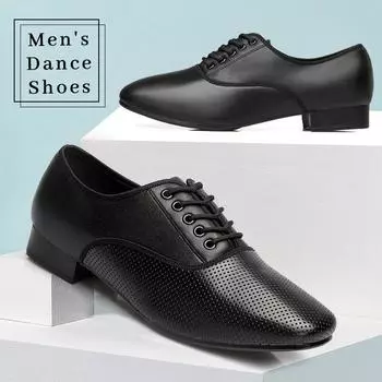 Мужская обувь для танцев из натуральной кожи международного стандарта для вечеринок, латиноамериканских танцев, танго, каблук 2 см 38 матовый черный