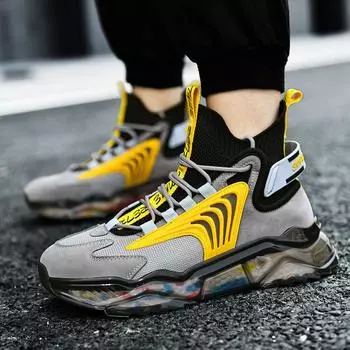 Мужская обувь для транспортировки, обувь больших размеров, мужская повседневная обувь на шнуровке, осенне-зимняя, с высоким берцем, черная, с круглым носком, увеличивающая высоту голенища 39 чёрный