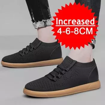 Мужская обувь для увеличения роста, дышащая сетка, кроссовки, спортивная повседневная обувь, невидимая внутренняя часть, увеличивающая рост, 8 см, мужская обувь 37 белый