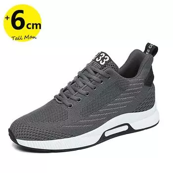 Мужская обувь для увеличения роста, сетчатые кроссовки, стелька для увеличения роста 6 см, мужская повседневная мода для отдыха 37