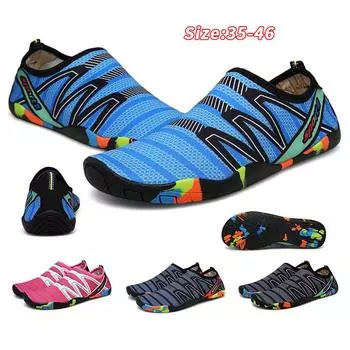 Мужская обувь для воды Женская обувь для воды Пляжная обувь босиком Быстросохнущие сандалии для плавания Дренажная обувь для плавания вверх по течению Кроссовки для фитнеса Йога Дайвинг Серфинг Кемпинг Бег 35 синий