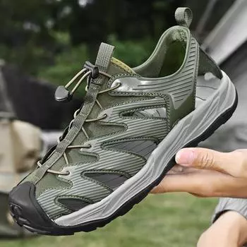 Мужская обувь для заброда, обувь для ходьбы по течению, дышащие сандалии для рыбалки, пляжа, походов на открытом воздухе, обувь для отслеживания течения 39 чёрный