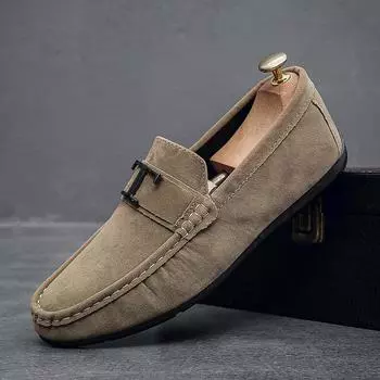 Мужская обувь Doudou shoes 2024 лето новый британский стиль модный тренд однопедальная ленивая обувь повседневная обувь Doudou 38