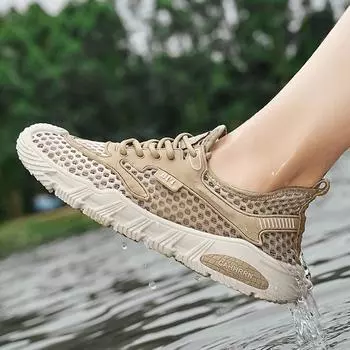 Мужская обувь Дышащая летающая тканая обувь Спортивная модная быстросохнущая сетчатая обувь 39-44 39 чёрный