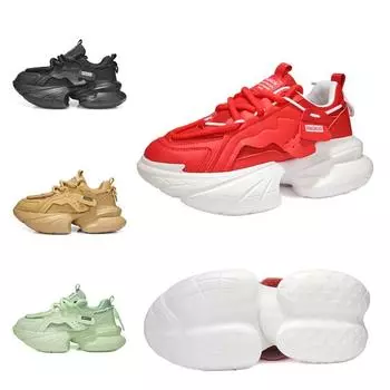 Мужская обувь, дышащая обувь для бега с мягкой подошвой и увеличенной подошвой, амортизирующая спортивная обувь для отдыха с толстой подошвой 39 зелёный