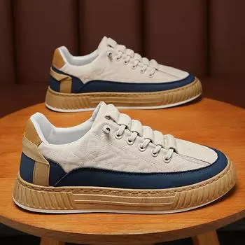 Мужская обувь Дышащая парусиновая обувь Мужская трендовая белая обувь Спортивная обувь на платформе Повседневная обувь для сноубординга Мужская 39