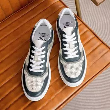 Мужская обувь, дышащая, первый слой, воловья кожа, спортивная мужская обувь, повседневная обувь, дышащая, универсальная, мужская обувь, тренд 38 белый