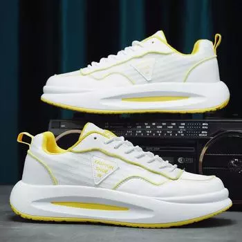 Мужская обувь Дышащая повседневная обувь Уличные модные кроссовки с низким вырезом Повседневная обувь для бега 39 жёлтый