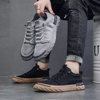 Мужская обувь Дышащая противоскользящая парусиновая обувь Ice Silk Campus Trendy Board Shoes Дышащая повседневная обувь для тенниса Masculino Homem 39 серый