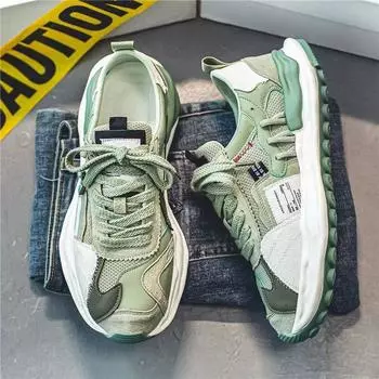 Мужская обувь, дышащая, универсальная, ретро, растворимая, спортивная, парусиновая, мужская, с толстой подошвой, круглая, легкая, папина обувь 39