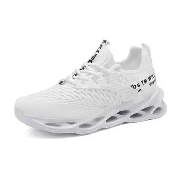 Мужская обувь дышащая вязаная повседневная обувь для пар модная спортивная повседневная женская обувь с лезвием и рыбьей чешуей 36 белый