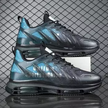 Мужская обувь, дышащие кроссовки для средней школы, кроссовки с сетчатой воздушной подушкой и желеобразной подошвой, амортизирующие кроссовки с увеличением высоты 39 чёрный