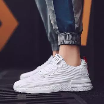 Мужская обувь, дышащие легкие мужские теннисные кроссовки на плоской шнуровке, уличные нескользящие кроссовки для бега, баскетбола, повседневная спортивная обувь 43 белый