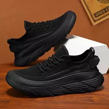 Мужская обувь Дышащие летние летающие тканые мужские кроссовки 39-44 39 чёрный