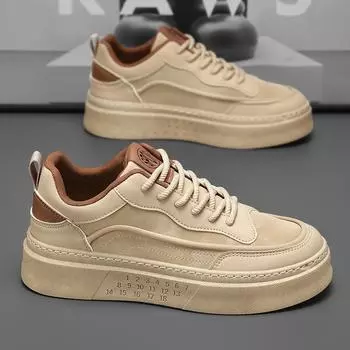 Мужская обувь Дышащие маленькие белые туфли Мужская студенческая трендовая спортивная повседневная обувь для сноубординга на платформе Модная обувь 39