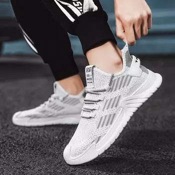 Мужская обувь Fly-Watch, спортивная модная обувь для бега, подростковая обувь с низким верхом, дышащая сетчатая обувь, корейская версия, модная повседневная обувь на шнуровке 39