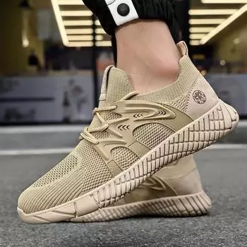 Мужская обувь Flyknit — дышащая, легкая, повседневная и спортивная обувь с толстой подошвой. 39 чёрный