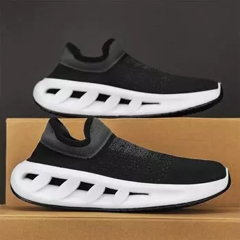 Мужская обувь Flyknit, повседневная обувь, кроссовки, модные универсальные туфли из дышащей сетчатой ткани 39 чёрный