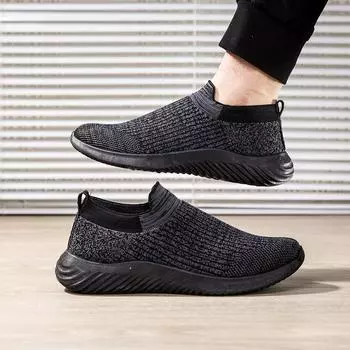 Мужская обувь Flyknit, студенческая спортивная обувь, дышащая, мягкая подошва, без застежек, новая модная мужская повседневная обувь 39