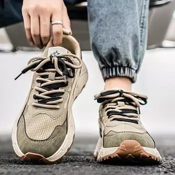 Мужская обувь Forrest Gump осень-зима 2024 года, новая молодежная спортивная обувь для отдыха, нескользящая, водонепроницаемая, кожаная, усиливающая поверхность, модная обувь для пап 39