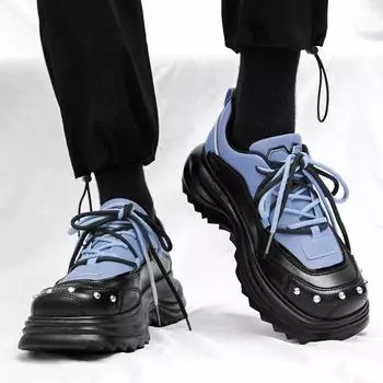 Мужская обувь Four Seasons Модные и повседневные стили дизайна Для ежедневных прогулок на свежем воздухе Модные мужские туфли на толстой подошве 39 чёрный