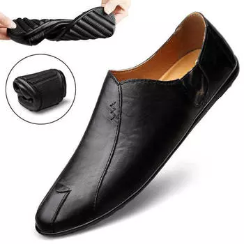 Мужская обувь Four Seasons One Pedal Lazy Shoes, повседневная кожаная обувь Doudou Shoes, корейская версия Мужская обувь Chao British 39