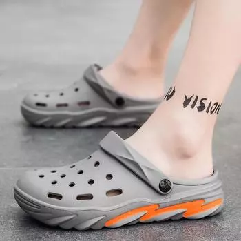 Мужская обувь Hole, лето 2025, новая верхняя одежда, сумка двойного назначения, крутые тапочки, садовая обувь, износостойкие пляжные сандалии для мужчин 40 белый