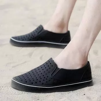 Мужская обувь Hole Shoes Wear Водонепроницаемая и нескользящая платформа Sandals Bag Head Couple Beach Shoes Ленивый человек с одной ногой 38 серый