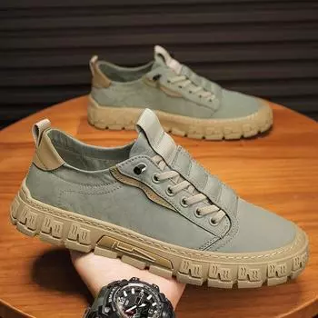 Мужская обувь Холстовая обувь из ледяного шелка Обувь-карго Трендовая универсальная одежда Легкие мужские кроссовки 44 зелёный