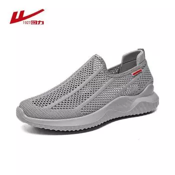 Мужская обувь Huili, летняя, новая, одинарная сетчатая, полая, с одной педалью, повседневная обувь с мягкой подошвой, папины туфли, ленивые, дышащая сетчатая обувь 38 темно-синий