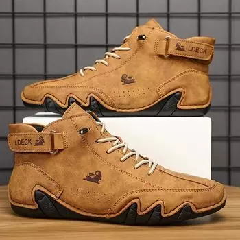 Мужская обувь, итальянские замшевые ботинки ручной работы с застежкой, высокие плюшевые утолщенные мужские повседневные туфли, хлопковая обувь, кожаные сапоги с носком 37 белый