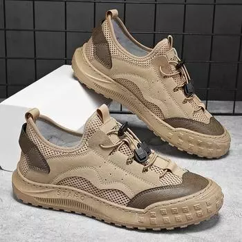 Мужская обувь из искусственной кожи, мужская парусиновая обувь, уличная летняя дышащая мужская обувь для доски, мужская модная дышащая повседневная обувь, дорожная обувь 44 хаки