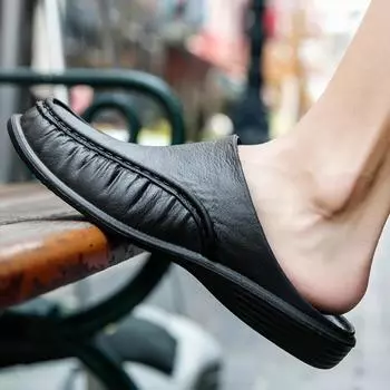 Мужская обувь из ЭВА, закрытые тапочки, плиссированные мужские повседневные туфли, мягкие пляжные полутапочки, черные мужские домашние сандалии, размер 47, Pantuflas 40 хаки