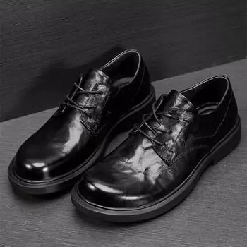 Мужская обувь из кожи, модная дышащая деловая обувь, повседневная кожаная обувь с плоским дном и круглым носком, мягкая кожаная универсальная обувь для мужчин 38 коричневый
