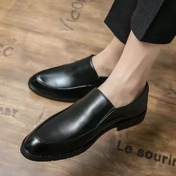 Мужская обувь из кожи, мужская обувь, роскошные модные туфли 2024 года, повседневные туфли без застежек, мужские итальянские черные туфли для вождения, кроссовки 39 чёрный