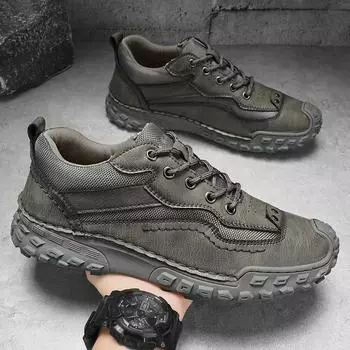 Мужская обувь из кожи, повседневная спортивная обувь, мужская обувь для походов на открытом воздухе 38 чёрный