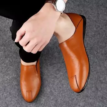 Мужская обувь из натуральной коровьей кожи, модная, с индивидуальным носком, с нескользящей подошвой, удобная мужская обувь, повседневные туфли с низким верхом 36