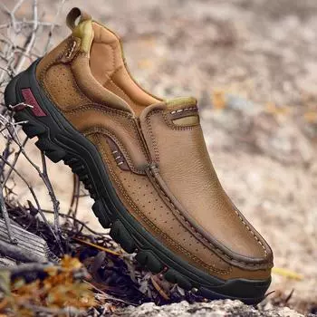 Мужская обувь из натуральной кожи без шнуровки 39 хаки