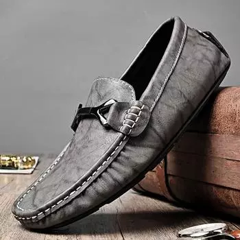Мужская обувь из натуральной кожи без застежек, новые офисные мужские туфли, свадебные туфли для вождения, ленивые мокасины 38 чёрный