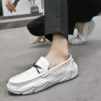 Мужская обувь из натуральной кожи большого размера 39–48, мокасины-гоммино, уличная повседневная обувь 39 чёрный